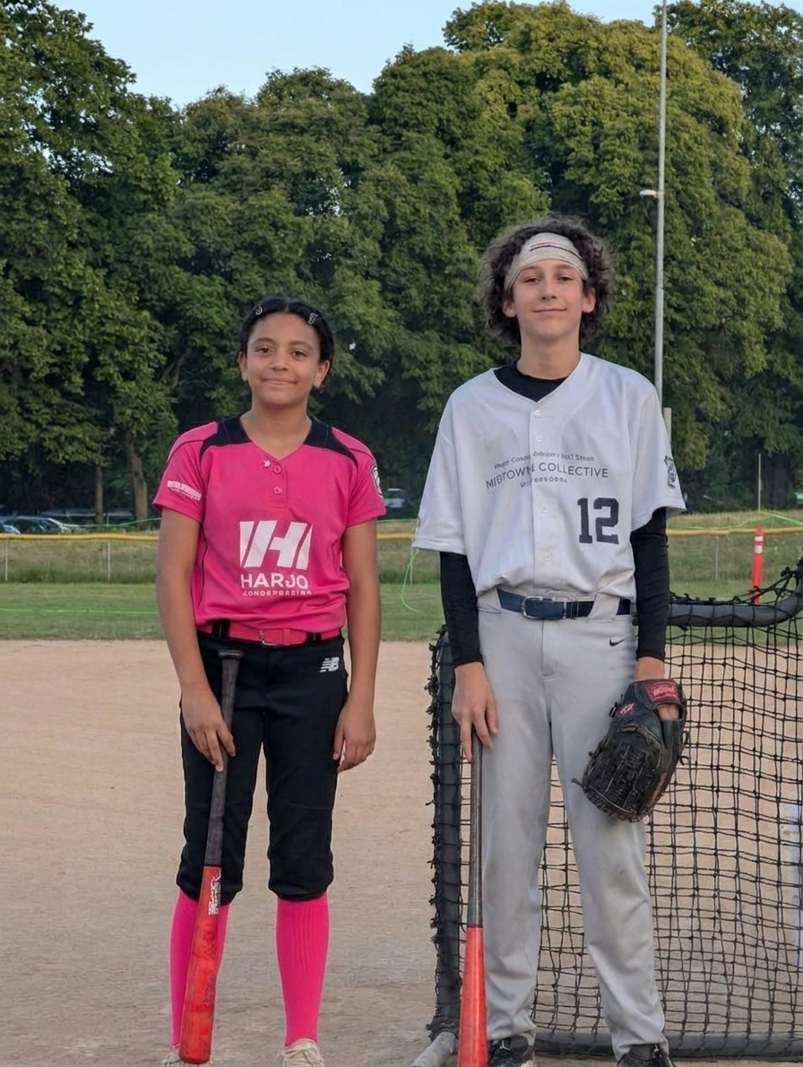 2026 NCLL Home Run Derby champions Avery Baker and Luke Jacobsen