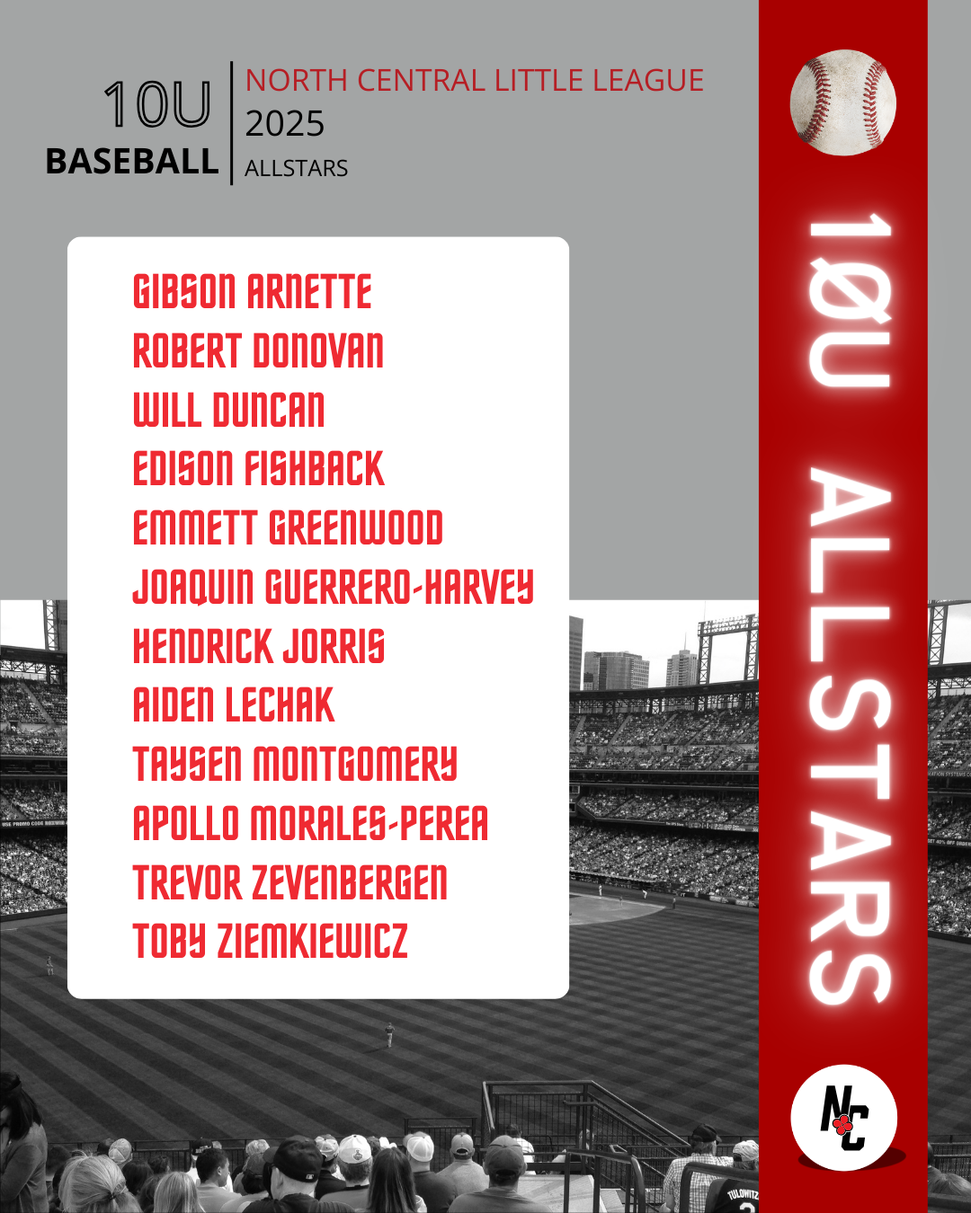 2025 10's Baseball All-Stars