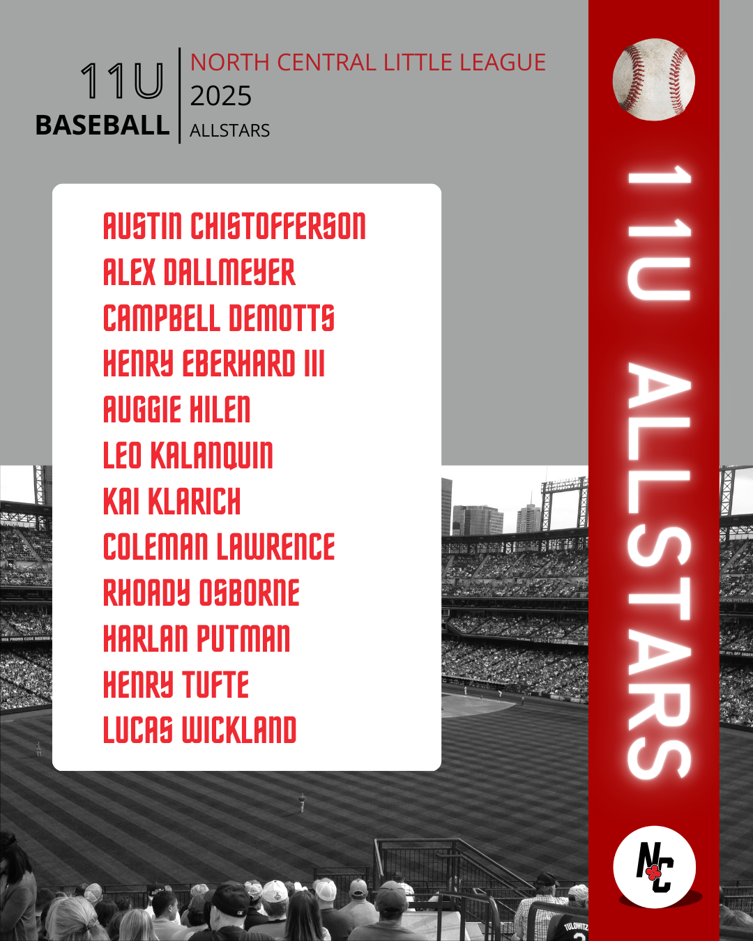 2025 11's Baseball All-Stars