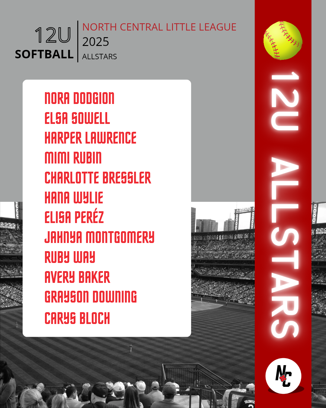 2025 12's Softball All-Stars