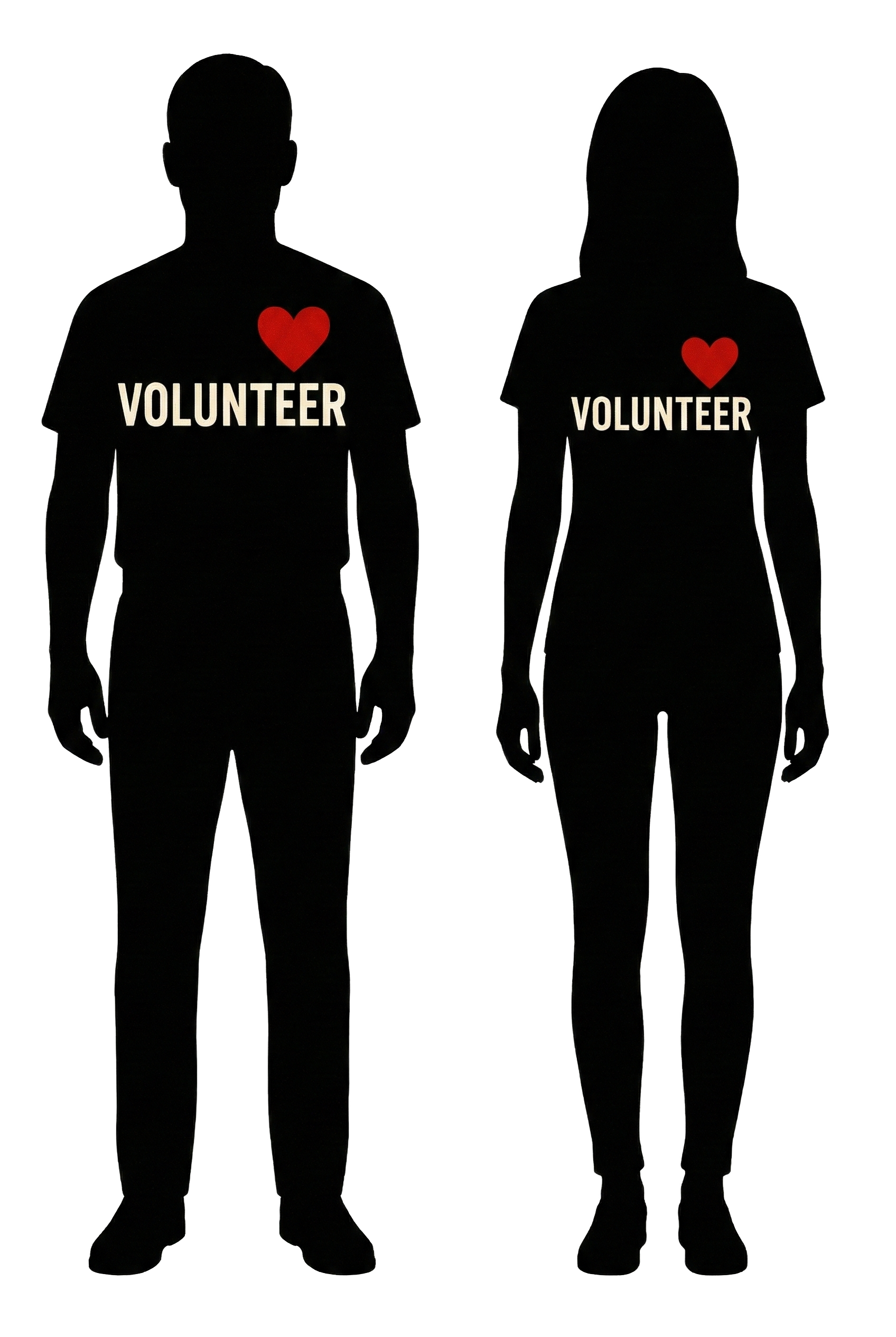 Volunteer silhouettes with heart